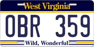 WV license plate OBR359