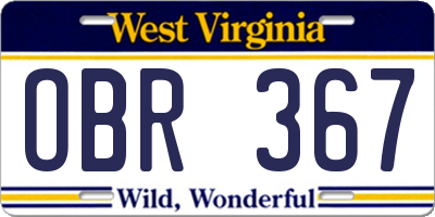 WV license plate OBR367