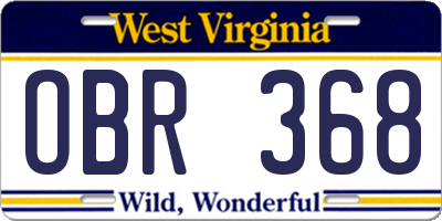 WV license plate OBR368