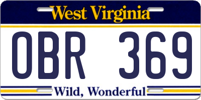 WV license plate OBR369
