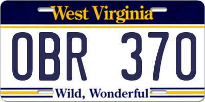WV license plate OBR370