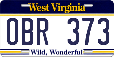 WV license plate OBR373