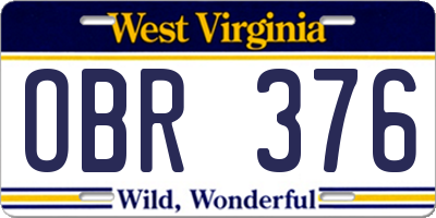 WV license plate OBR376