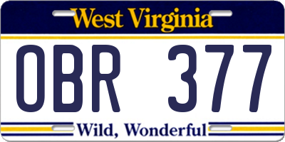 WV license plate OBR377