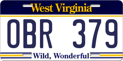 WV license plate OBR379