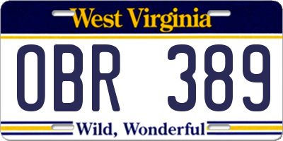 WV license plate OBR389