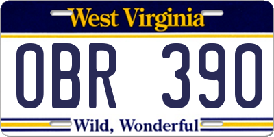 WV license plate OBR390
