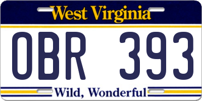 WV license plate OBR393