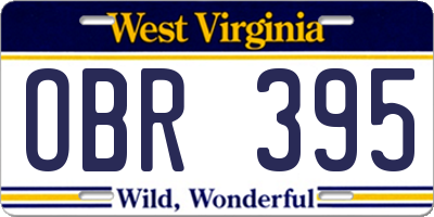 WV license plate OBR395