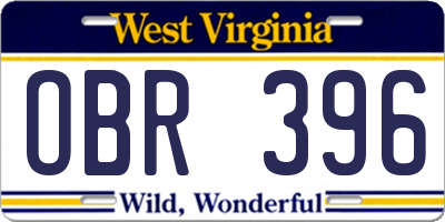 WV license plate OBR396