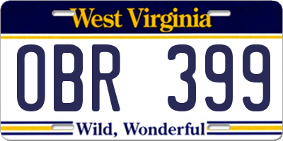 WV license plate OBR399