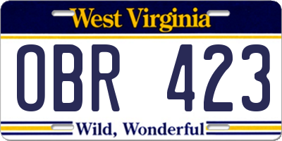 WV license plate OBR423