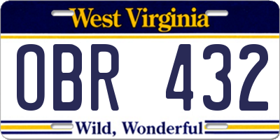 WV license plate OBR432