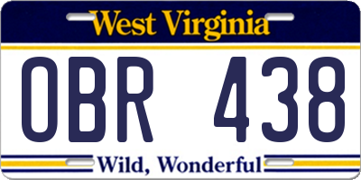 WV license plate OBR438