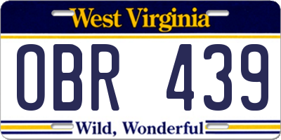 WV license plate OBR439