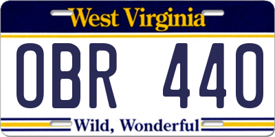 WV license plate OBR440