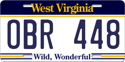 WV license plate OBR448