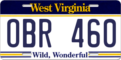 WV license plate OBR460