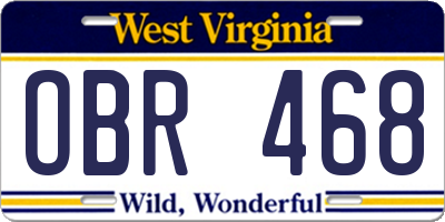 WV license plate OBR468