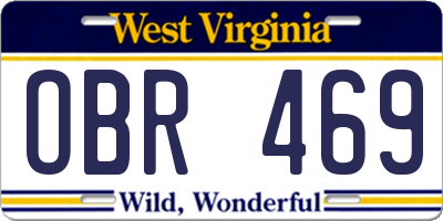 WV license plate OBR469