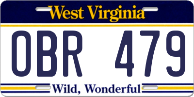 WV license plate OBR479