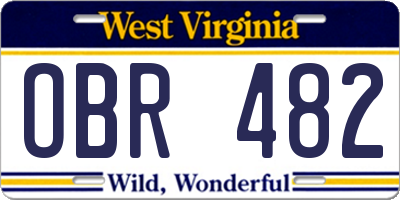 WV license plate OBR482