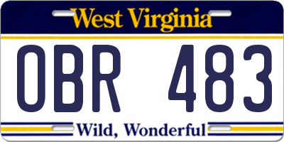 WV license plate OBR483