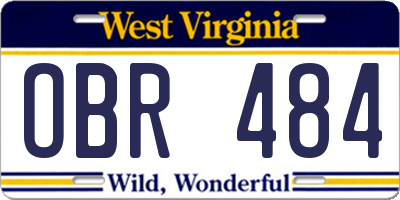 WV license plate OBR484