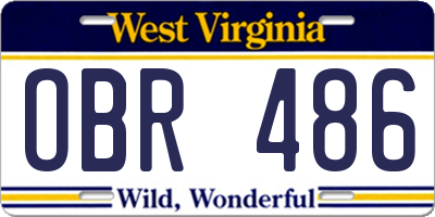 WV license plate OBR486