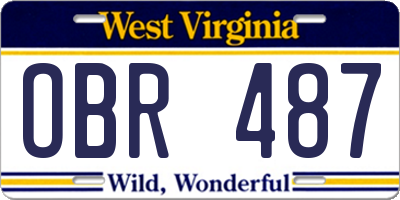 WV license plate OBR487