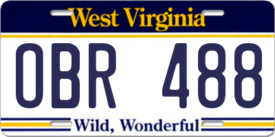 WV license plate OBR488