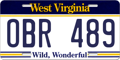 WV license plate OBR489