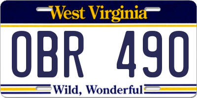 WV license plate OBR490