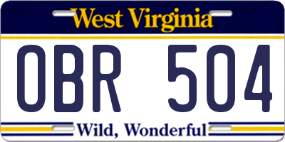 WV license plate OBR504