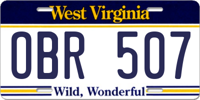 WV license plate OBR507