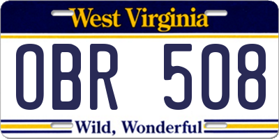WV license plate OBR508