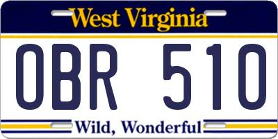 WV license plate OBR510