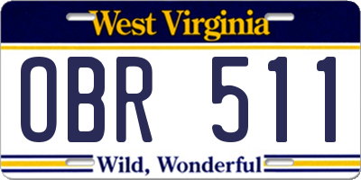 WV license plate OBR511