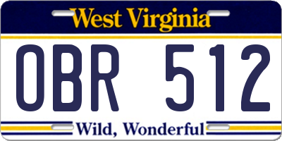 WV license plate OBR512