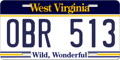 WV license plate OBR513