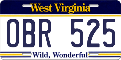 WV license plate OBR525