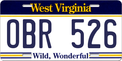 WV license plate OBR526