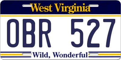 WV license plate OBR527