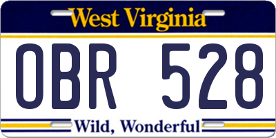 WV license plate OBR528
