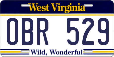 WV license plate OBR529