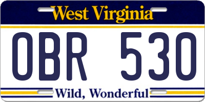 WV license plate OBR530