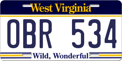 WV license plate OBR534