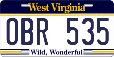 WV license plate OBR535