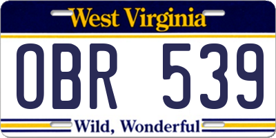 WV license plate OBR539