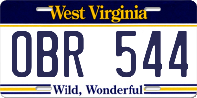 WV license plate OBR544
